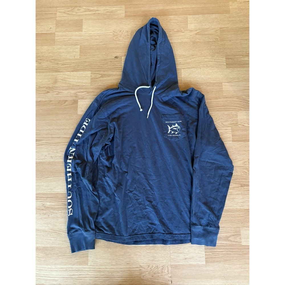 Southern Tide Scuttle Heather Performance Hoodie Mens M Blue